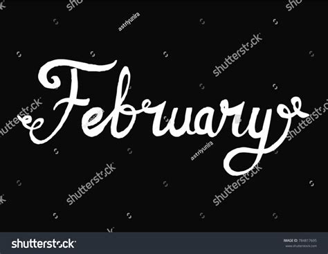 February Hand Lettering Calligraphy Stock Vector (Royalty Free ...