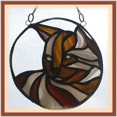 Cat Suncatcher Ring Stained Glass Ginger Folksy