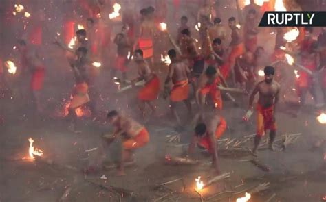 Hindu Devotees Fight Fire With Fire To Appease Goddess Durga For Agni