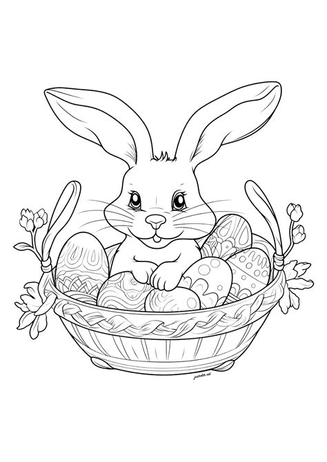 Petit Lapin Et Oeufs D Cor S Coloriages De P Ques Oeufs De P Ques