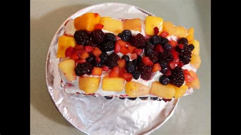 Whipped Cream Vanilla Fruit Cake Recipe Youtube