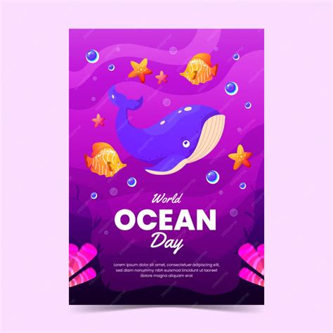 Free Vector Gradient World Oceans Day Vertical Poster Template