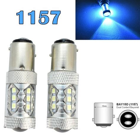 Reverse Backup 1157 2057 2357 3496 7528 BAY15D 80W LED Bulb Car Ice