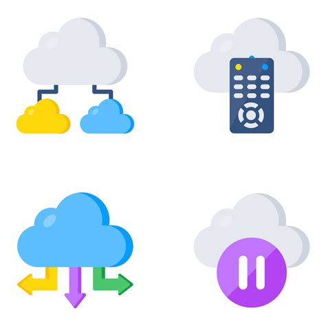 Pack Of Cloud Computing And Storage Flat Icons Vector Art At