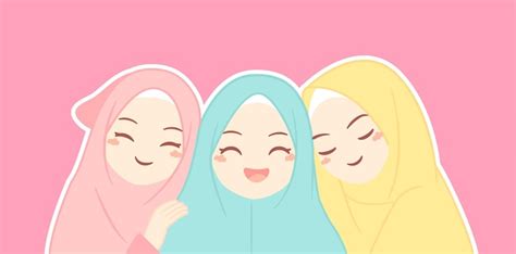 Premium Vector Happy Muslim Best Friends Laughing Together Muslimah