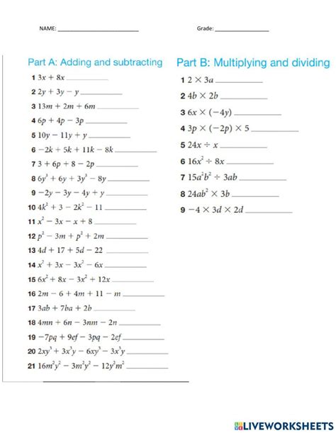 Writing Algebraic Expressions Worksheets - Math Monks - Worksheets Library