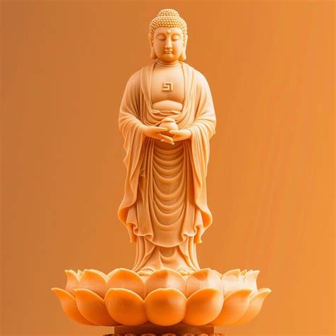 Water Lotus Buddha Statue Buddha Standing On A Lotus Premium Ai