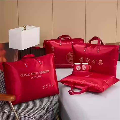 HOT โรงงานขายตรงผาหมแตงงานสแดง ผาหมผาไหมคณภาพสงถงเกบเครองนอน Lazada co th