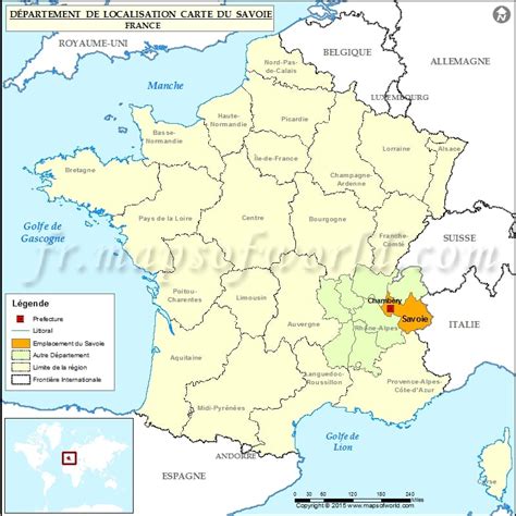 Carte de localisation de la Savoie, département de la Savoie, France