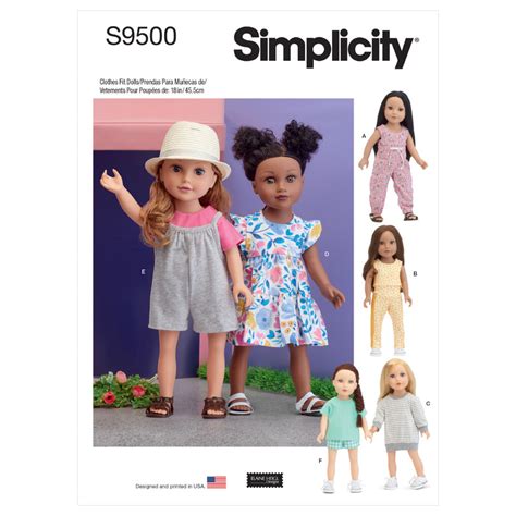 S9500 18 Doll Clothes Simplicity Sewing Pattern 9500