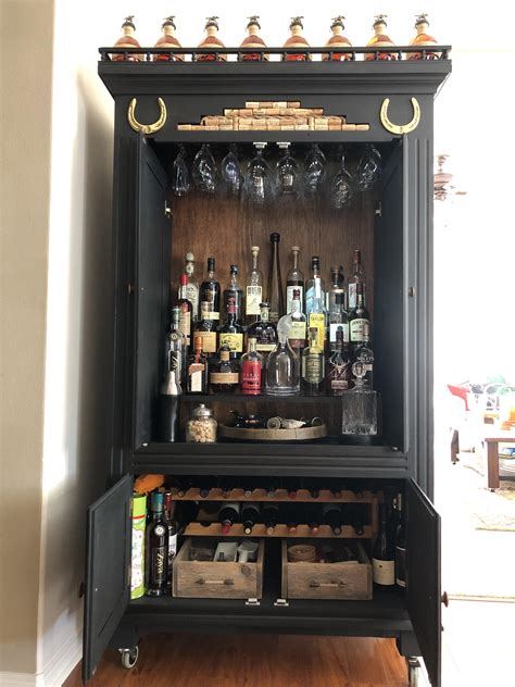 My Liquor Cabinet Made From A Tv Hutch That My Wife And I Repurposed