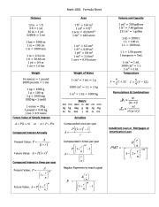 Math Formula Sheet Quantitative Reasoning Section Spring