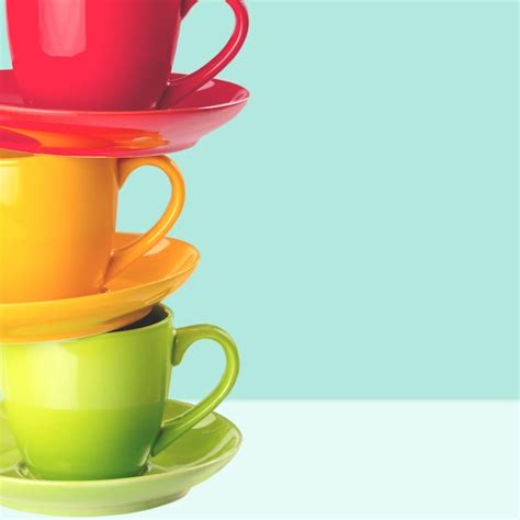 Muchas Tazas De Caf Coloridas Foto Premium