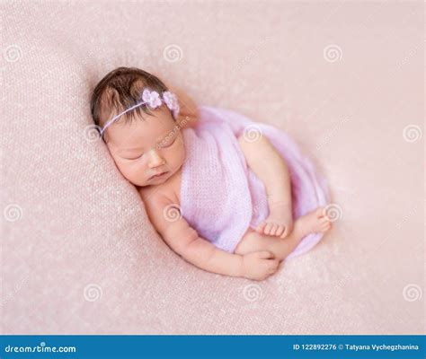 Sleeping newborn baby girl stock photo. Image of innocence - 122892276