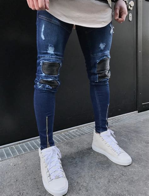 2018 New Dropshipping Men Jeans Stretch Destroyed Ripped Design Fashion