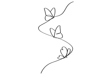 3 Butterflies In One Line Art Style Graphic By Subujayd · Creative Fabrica