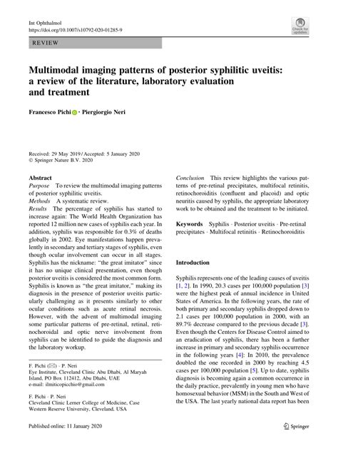 PDF Multimodal Imaging Patterns Of Posterior Syphilitic Uveitis A