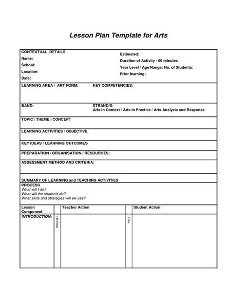 20 Band Lesson Plan Template Simple Template Design