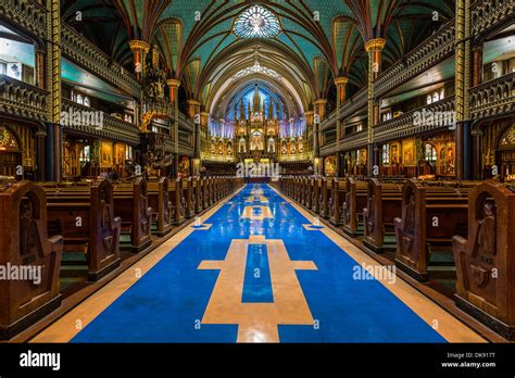 Interior of Notre-Dame cathedral and its altar in Montreal, Canada ...