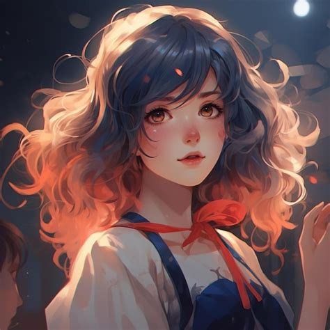 Anime Girl With Long Hair And Red Bow Holding A Cell Phone Generative