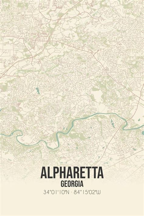 retro  map  alpharetta georgia vintage street map stock