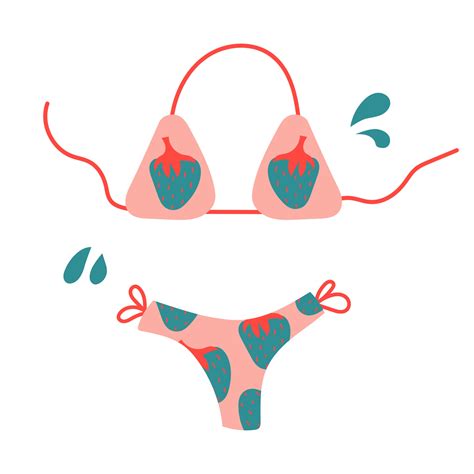 Hand Drawn Swimsuit Bikini With Strawberry Print Flat Illustration 2981614 Vector Art At Vecteezy