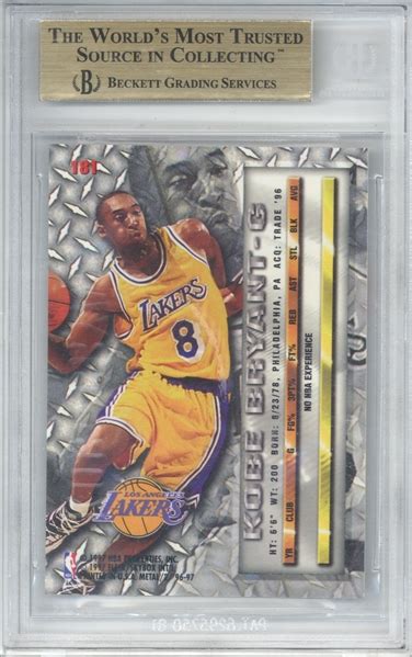 Lot Detail Kobe Bryant Ultimate Rookie 1996 97 Fleer Metal 181 Kobe