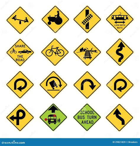 Traffic Warning Signs In The United States Cartoon Vector ...