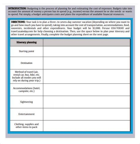 FREE 5+ Sample Vacation Planning in PDF | PSD | EXcel