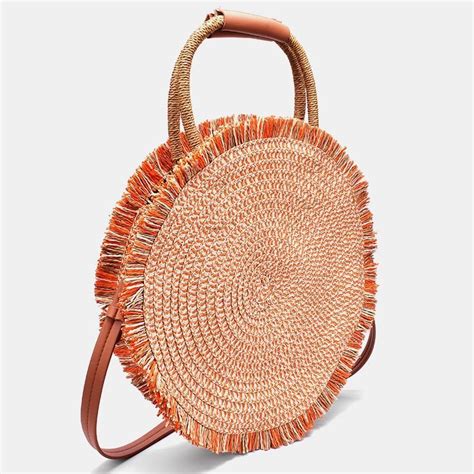 Sac Rond Paille Plage Soleil Chapeaux Paille