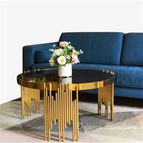 Jual Meja Tamu Round Stainless Gold Mirror Minimalis Coffee Table