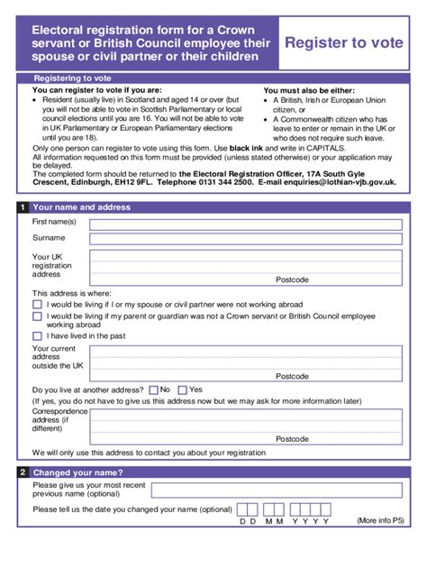 Fillable Online Register To Vote Paper Forms Gov Uk Fax Email Print