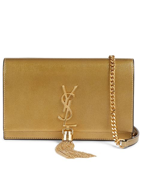 Saint Laurent Kate Ysl Monogram Metallic Leather Chain Wallet Bag