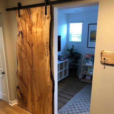 Live Edge Sliding Door Solid Maple Live Edge Door Live Edge Furniture