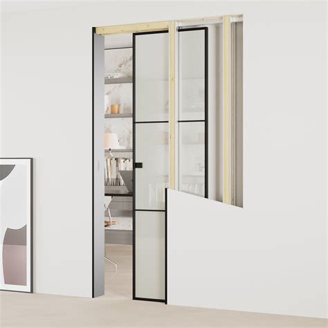 Ark Design 5-Lite Tempered Frosted Glass Pocket Door with Hardware Kit