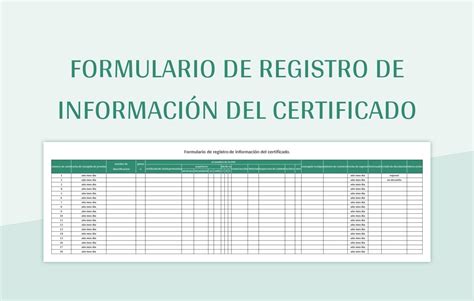 Plantilla De Formato Excel Formulario De Registro De Información Del