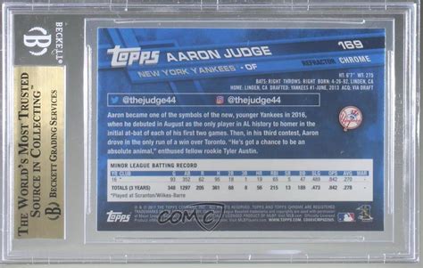 2017 Topps Chrome Refractor Aaron Judge Catching BGS 9 5 GEM MINT