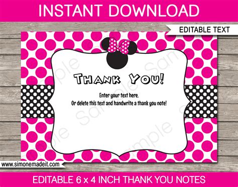 Minnie Mouse Card Templates Cardtemplate My Id