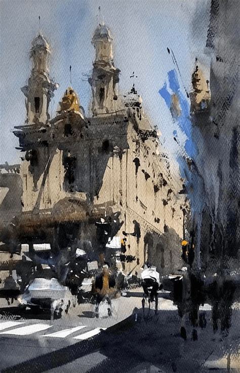 乌拉圭水彩画家Alvaro Castagnet作品欣赏街景系列一 卡斯塔涅 Watercolor landscape