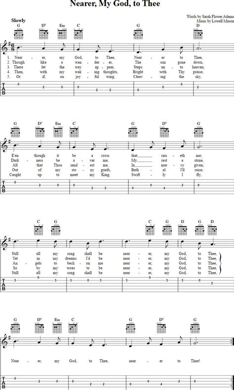 Nearer, My God, to Thee - Easy Guitar Sheet Music and Tab with Chords ...