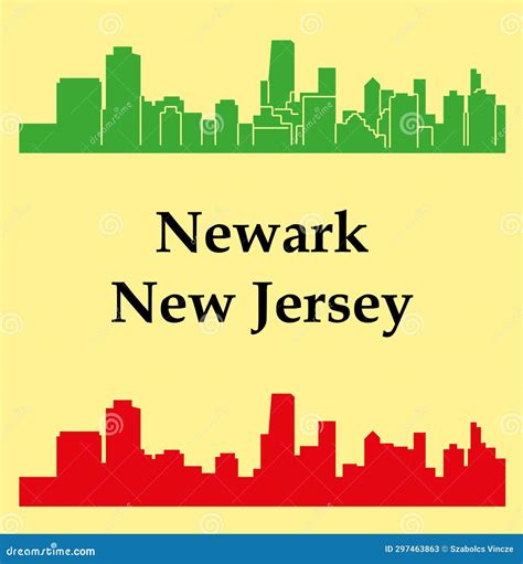 Newark New Jersey City Skyline With Color Buildings Isolated On White Vector Illustration