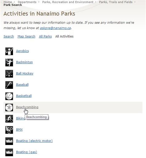 Search Nanaimo's Parks