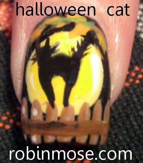 Nail Art By Robin Moses Halloween Nails Black Cat Nails Black Cat