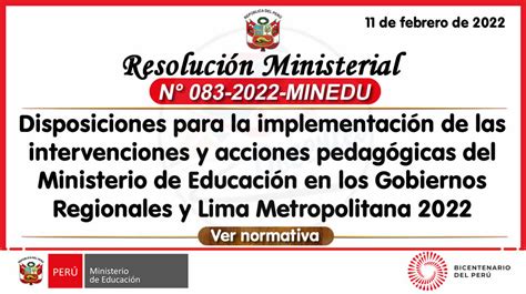 Rm Nº 083 2022 Minedu Aprueban La Norma Técnica Denominada