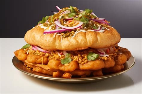 premium photo golden bhature temptation  white background chole