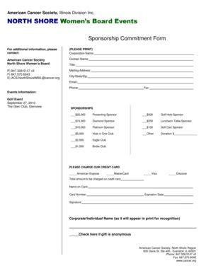 Fillable Online Main Acsevents Wb Golf Sponsorship Commitment Form