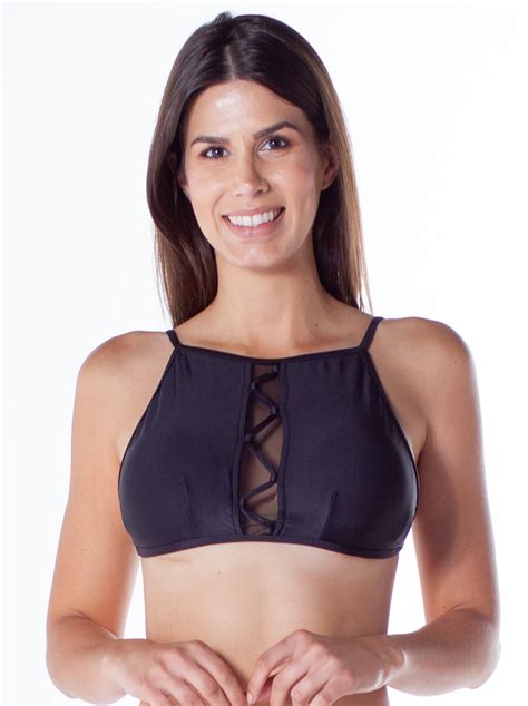 Bikini Tops Black Bi Material Crop Top Top Hot Cropped Preto