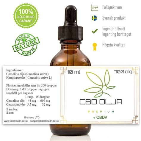 Premium CBD Olja Med CBDV 10 Ml 700 Mg Let S Hemp