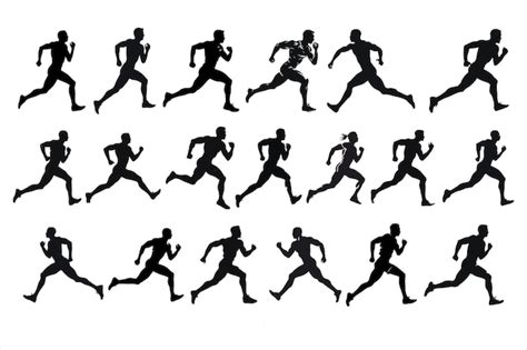 Premium Vector Running Sprint Man Black Silhouette Set