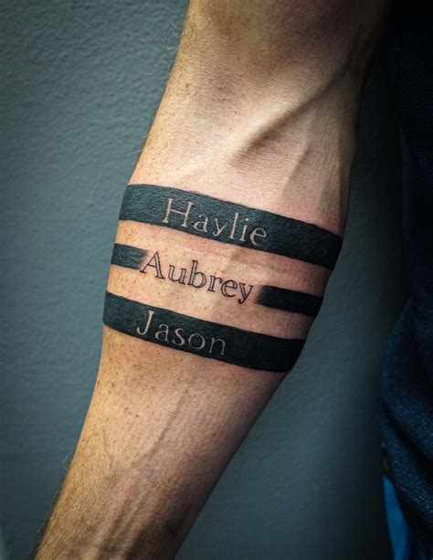 Armband tattoo with kids names | Forearm band tattoos, Band tattoos for ...